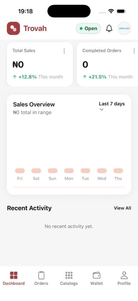 Trovah vendor app on phone